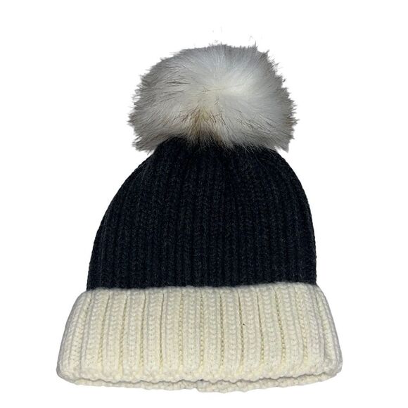 Women's Ouray Sportswear Grey & Cream Knit Beanie with Pom Pom - Picture 1 of 6
